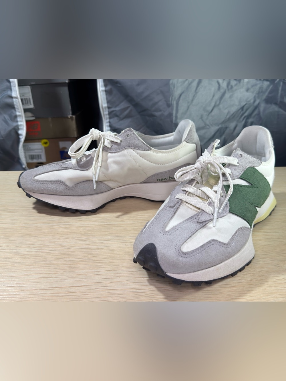 New Balance 327 ‘Raincloud/Nori’ Grey White Green Unisex Sneaker Women 9.5 Men 8